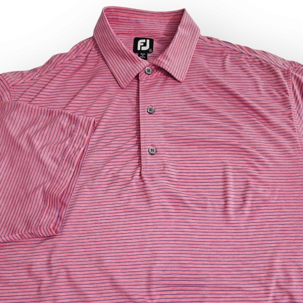 FootJoy‎ Pink, Blue Striped Mens Large Golf Polo